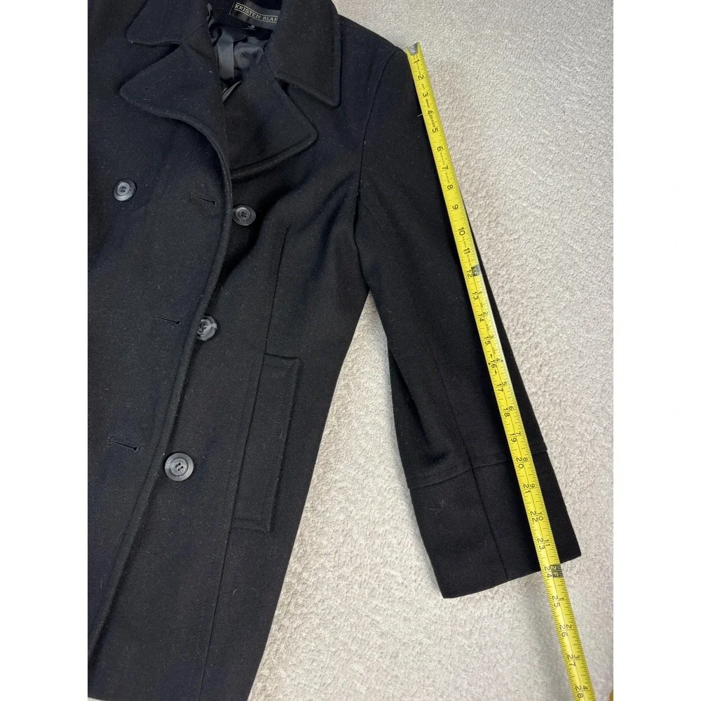Kristen Blake Pea Coat Womens‎ 10 Black Wool Blend Double Breasted Winter Jacket